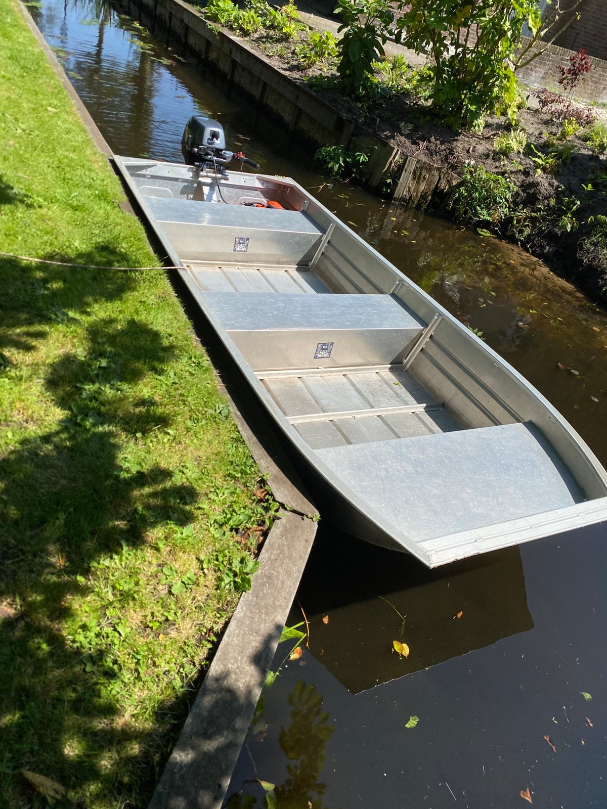 Aluminium Platbodemboot + Yamaha 8 PK 4Takt Buitenboordmotor, Ophalen of Verzenden, Gebruikt