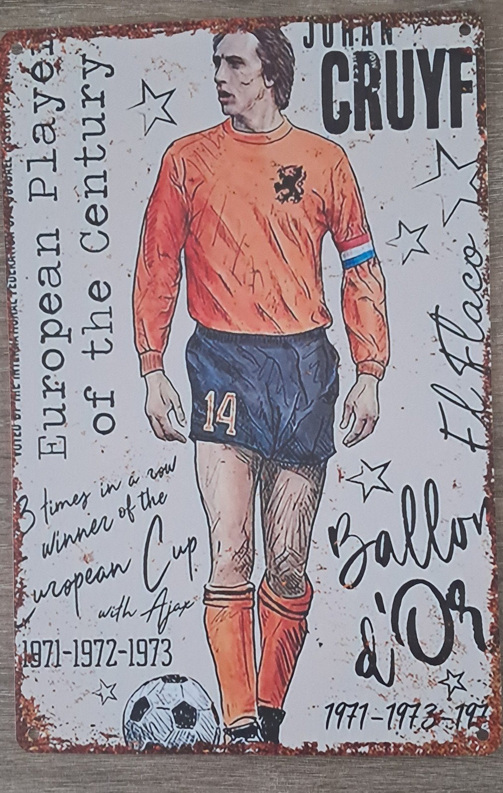 Johan Cruijff Metalen Plaat - Voetbal Legende Decoratie, Verzamelen, Sportartikelen en Voetbal, Ophalen of Verzenden, Nieuw, Ajax
