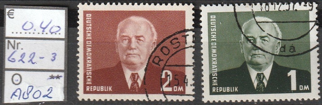 DDR Pieck Michel 622-3 Nr.A802g, Verzenden, DDR, Gestempeld