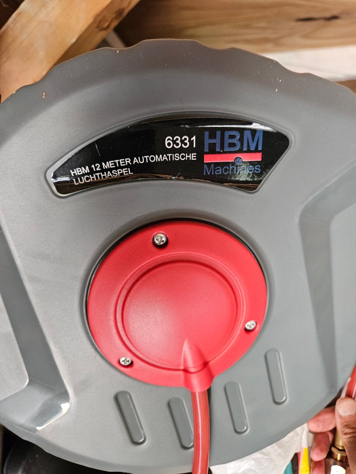 hogedruk slang. HBM 12 Meter Automatische Luchthaspel - Zo g, 100 liter of meer, Ophalen, Zo goed als nieuw, 10 bar of meer