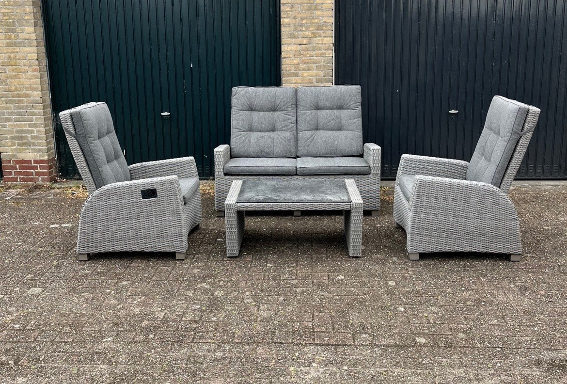 Prachtige Loungeset met verstelbare rugleuning Nieuw €1575!, Ophalen of Verzenden, Zo goed als nieuw, Wicker, Bank