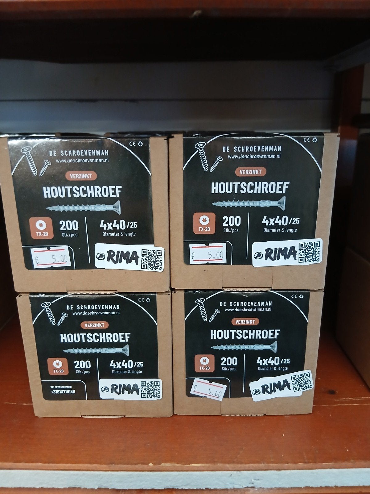 Verzinkte Houtschroeven 4x40/25 - 200 stuks, Ophalen of Verzenden, Nieuw
