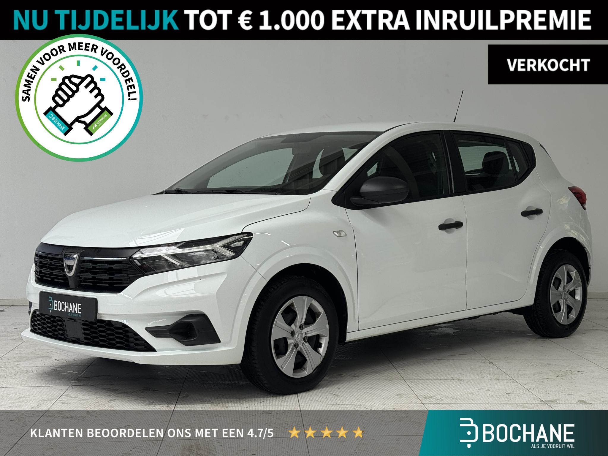 Dacia Sandero 1.0 TCe 100 Bi-Fuel Essential | Bluetooth | DA, Auto's, Gebruikt, Met garantie (alle), Wit, Origineel Nederlands