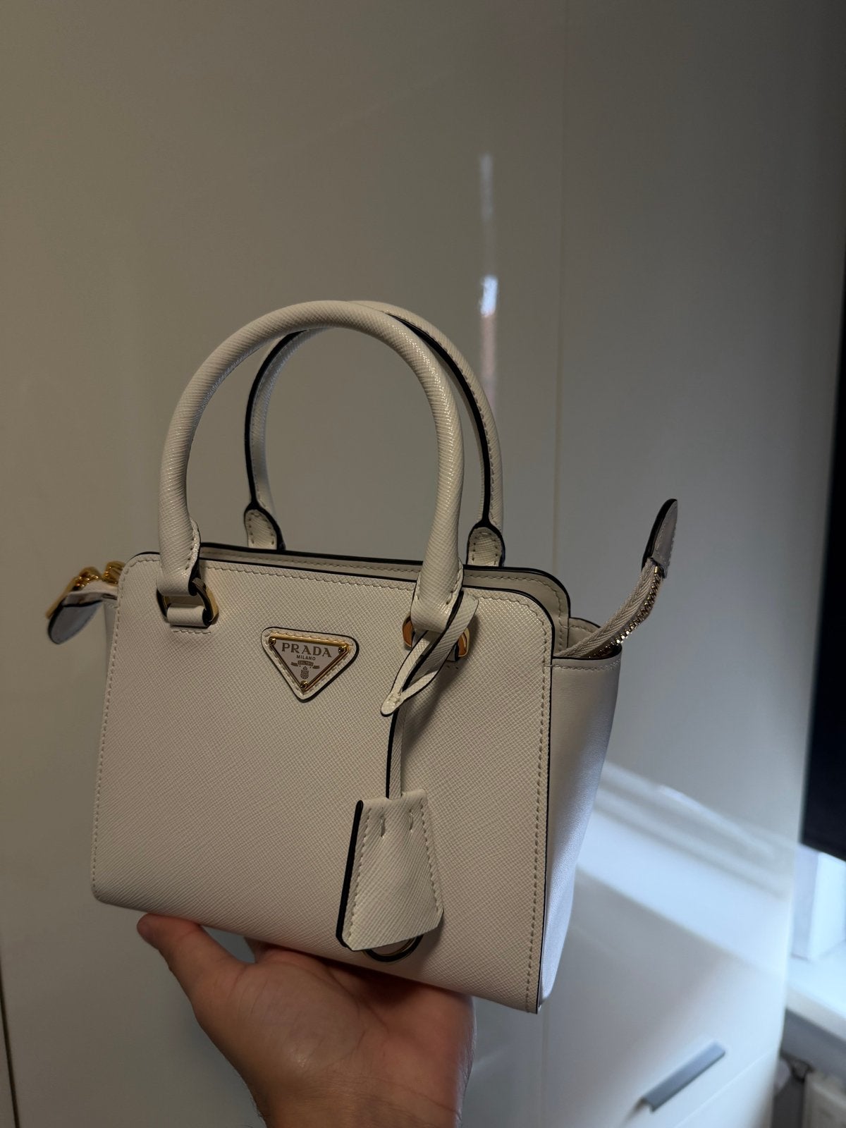 Prada Galleria Saffiano Leren Tas - 100% Origineel, Ophalen of Verzenden, Nieuw, Wit, Handtas