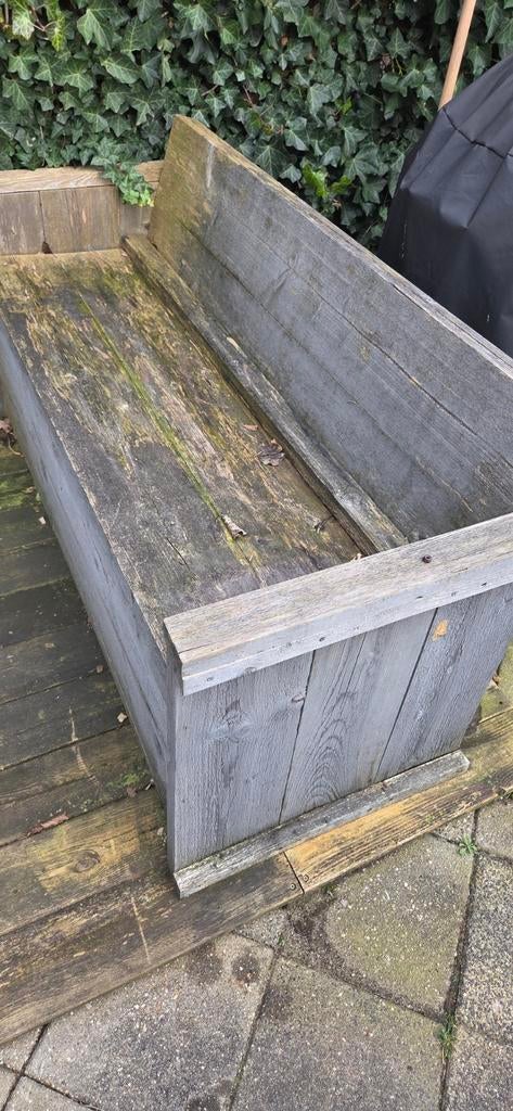 Steigerhouten Buitenbank met Opbergruimte, Tuin en Terras, Tuinbanken, Ophalen