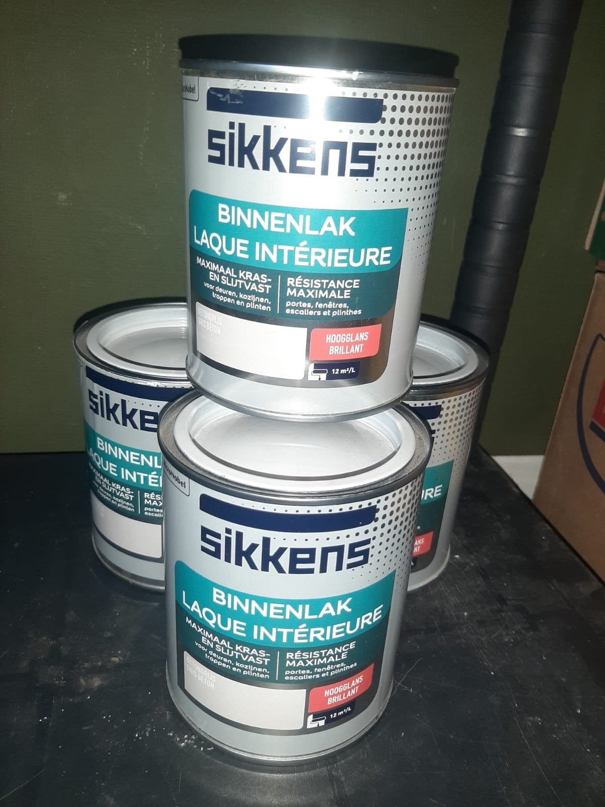 4x Sikkens Binnenlak Hoogglans- Kras- en Slijtvast, Ophalen, Wit, Nieuw, Lak