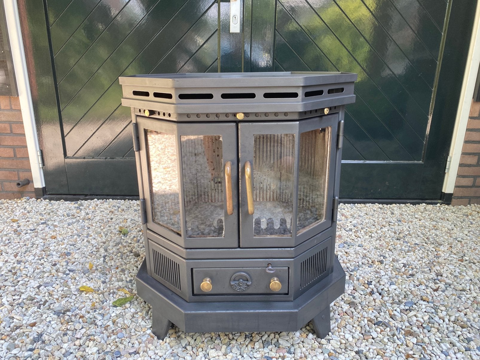 RENY OSLO XL 7 KW houtkachel  met achteraansluiting., Ophalen, Houtkachel, Zo goed als nieuw, Vrijstaand
