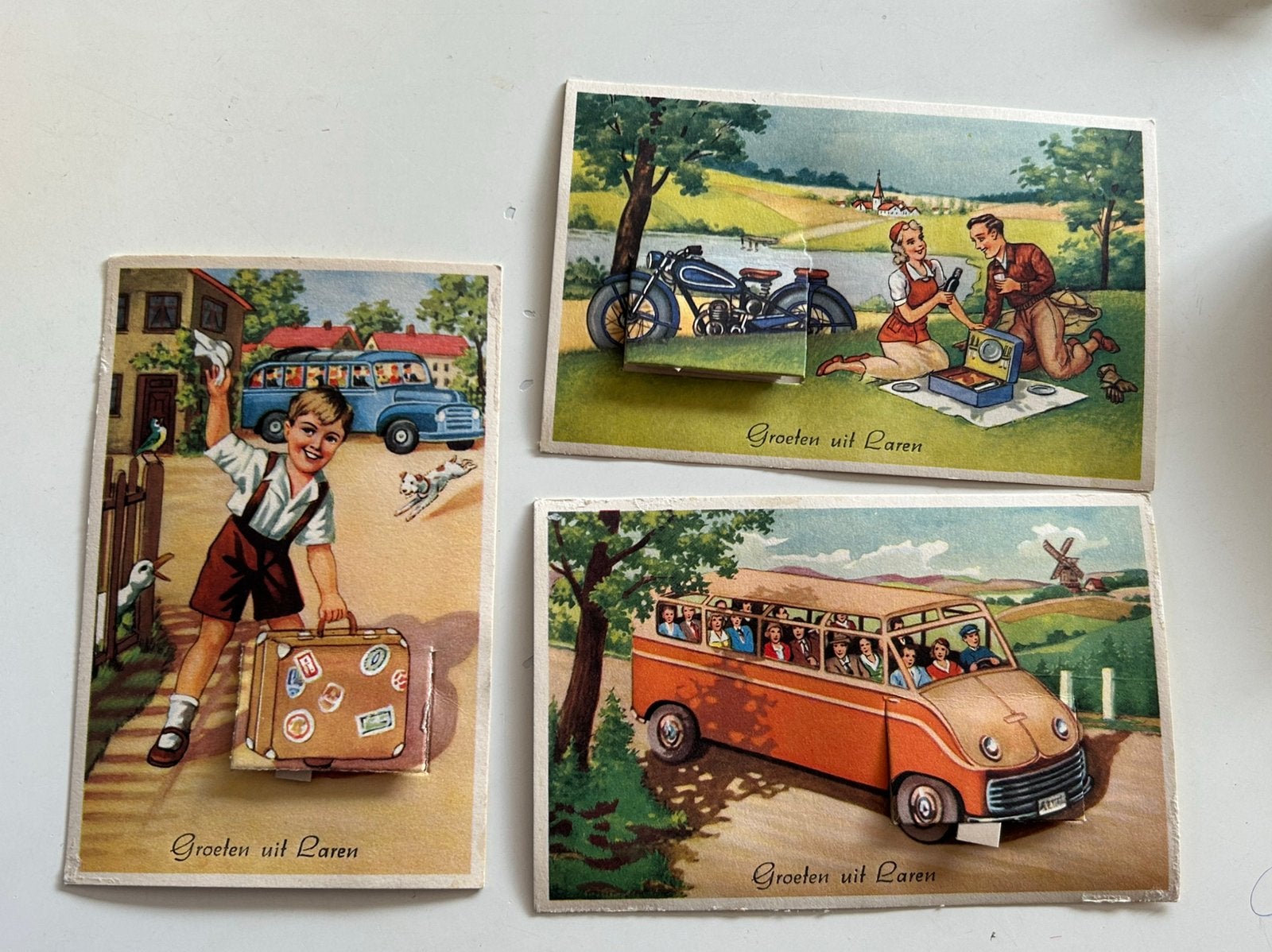 3 x vintage leporello / harmonicakaart Laren NH (jaren 50), Ophalen of Verzenden, 1940 tot 1960, Ongelopen, Noord-Holland