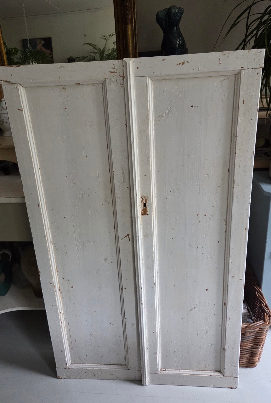 2 oude houten brocante panelen deurtjes, gemaakt van grenen, Ophalen
