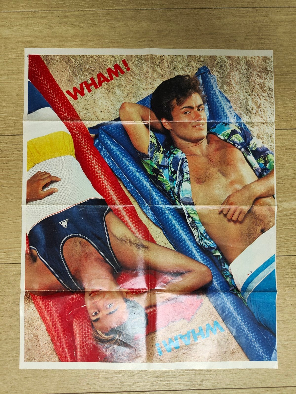 Hitkrant Super Poster Wham! Achterzijde Toontje Lager., Rechthoekig Staand, Deurposter of groter, Ophalen of Verzenden, Zo goed als nieuw