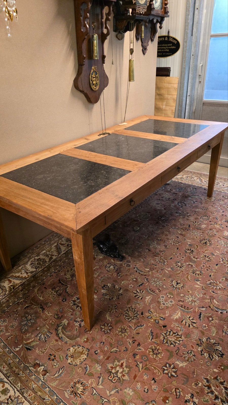 Franse boeren eiken eettafel 220 cm, Antiek en Kunst, Ophalen