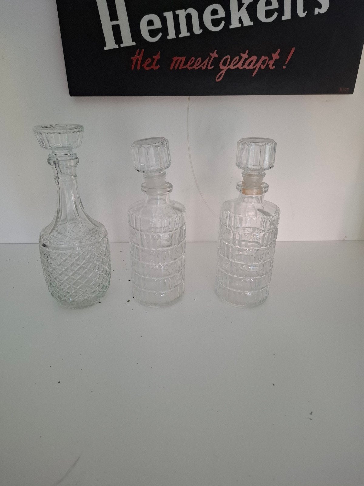 Vintage glazen karaffen - set van 3, Ophalen of Verzenden