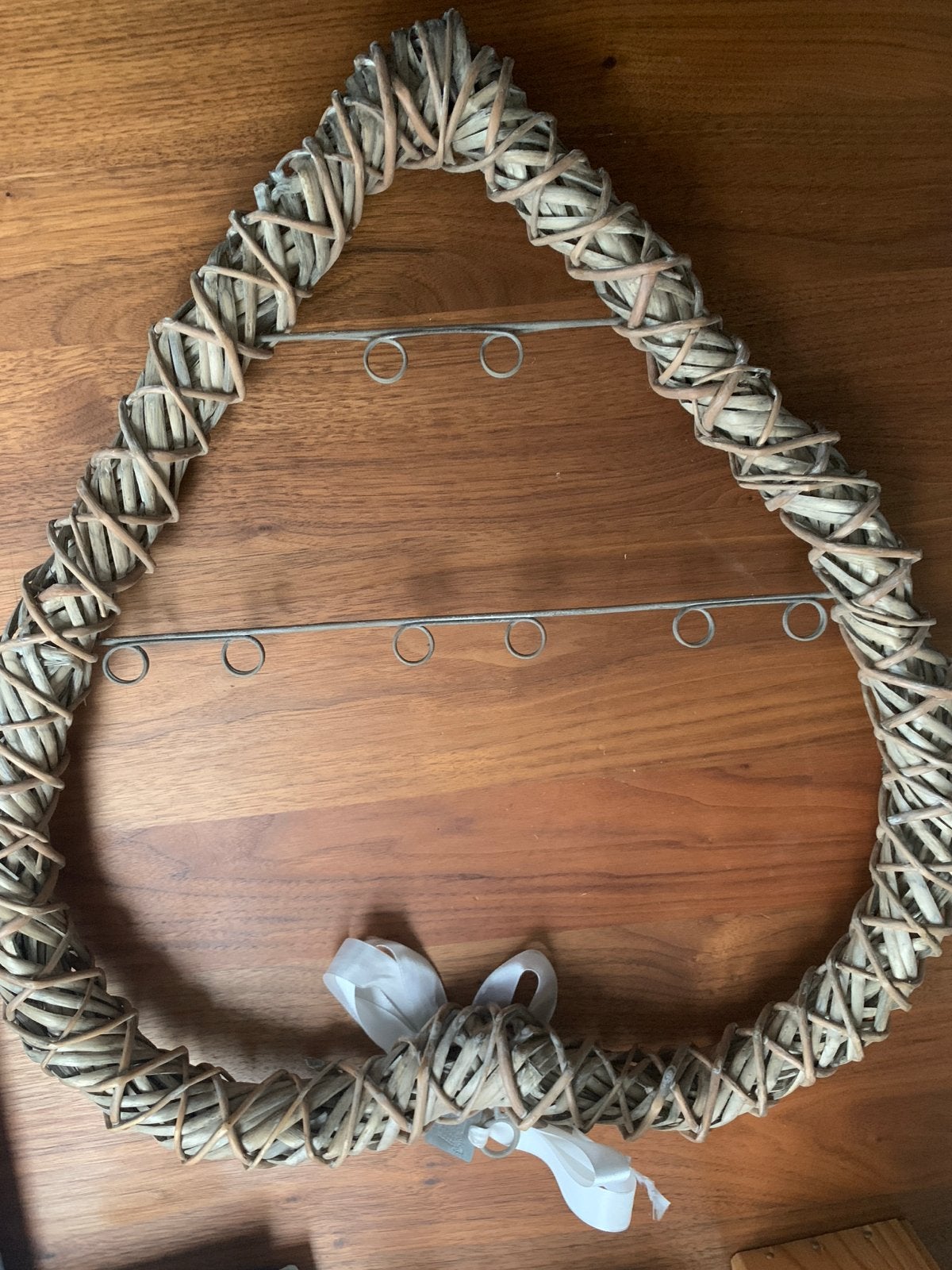 Hartvormige rotan krans met lint en metalen houders, Ophalen, Gebruikt, Krans, Rotan