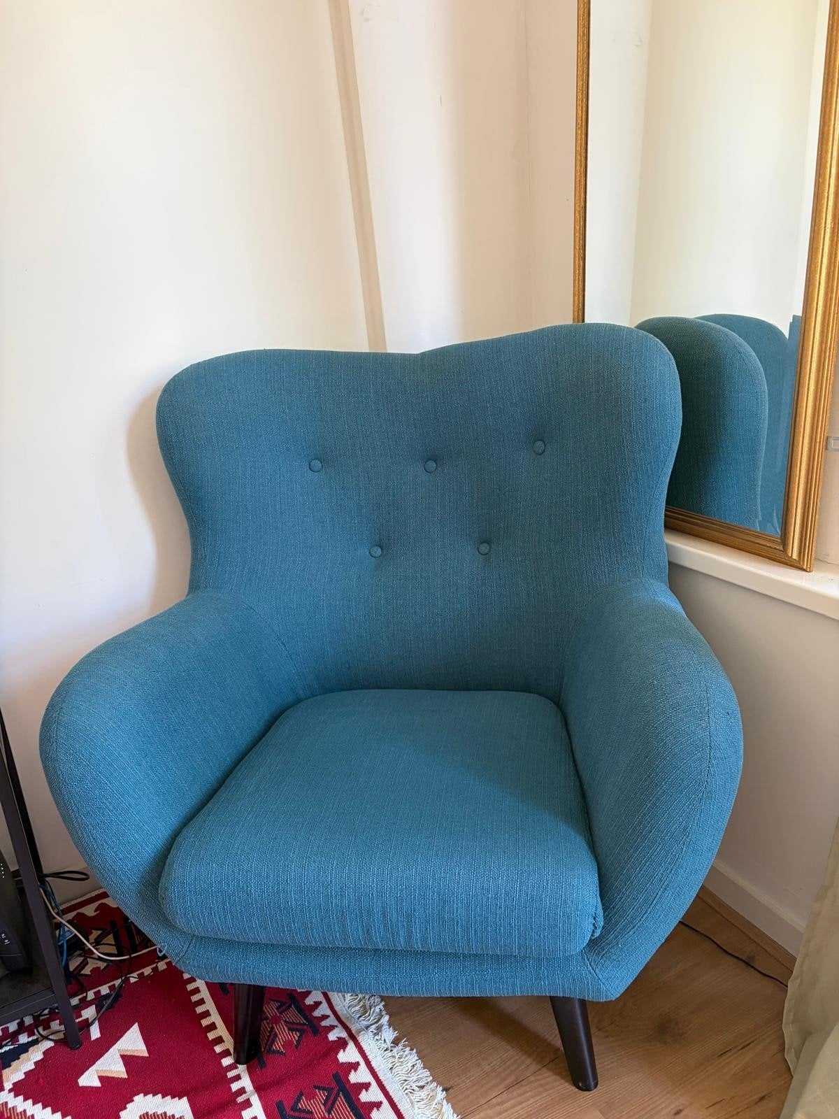 Blauwe fauteuil Leen Bakker, Ophalen, Gebruikt, 75 tot 100 cm, Stof