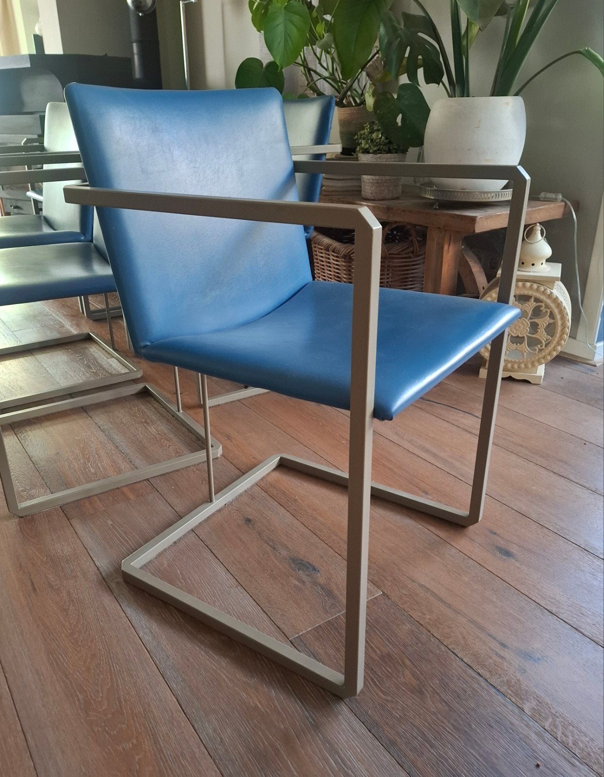 Set van 6 Nomada Stoelen (Mazairac & Boonzaijer), Huis en Inrichting, Stoelen, Gebruikt, Metaal, Grijs, Ophalen