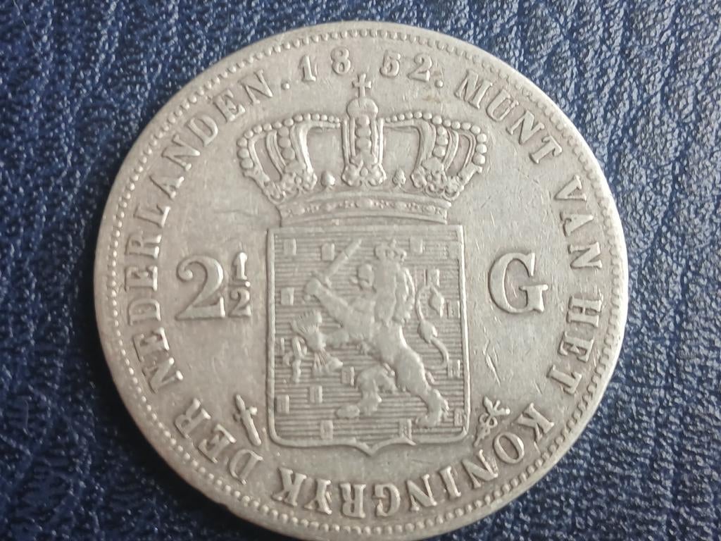 Zilveren Rijksdaalder Willem III 1852, Koning Willem III, Verzenden, Zilver, Losse munt