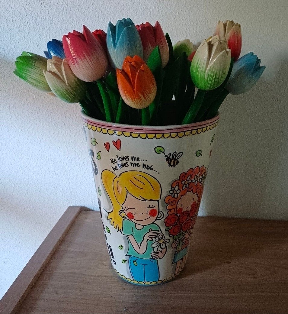 Blond Amsterdam Grote Vaas Even Bijkletsen, Ophalen, Inclusief decoratie, Gebruikt, Meerkleurig