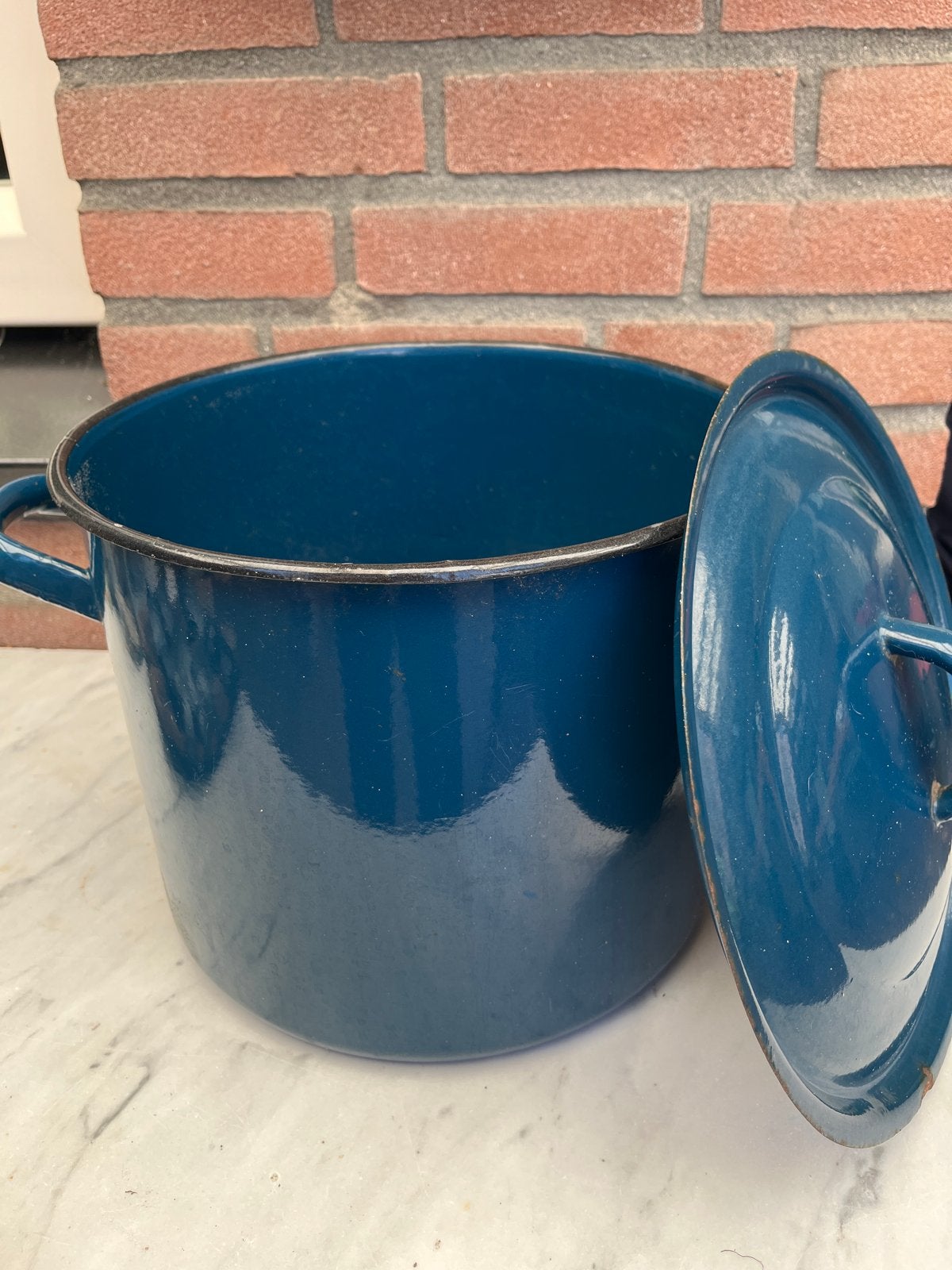 emaille pan petrol, Ophalen of Verzenden