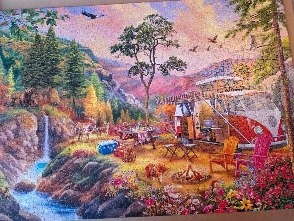 Eurographics VW Camper's Paradise Legpuzzel 1000 stukjes, Ophalen of Verzenden, 500 t/m 1500 stukjes, Zo goed als nieuw, Legpuzzel