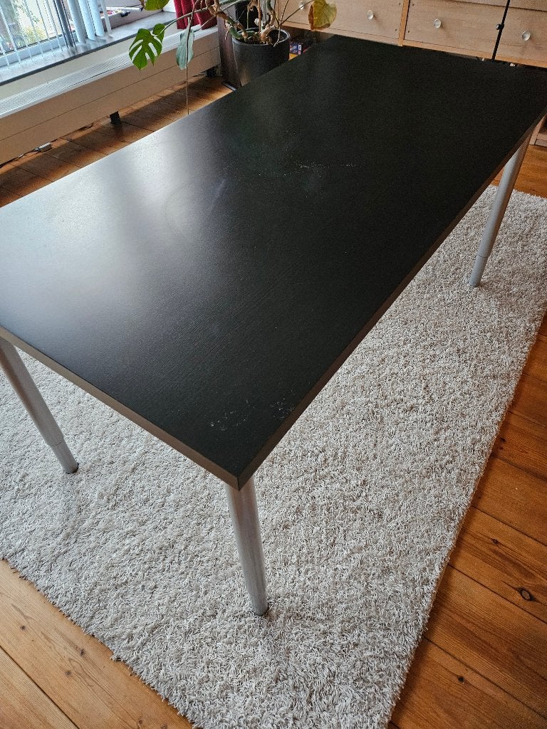 Linnmon tafelblad 150x75, met poten, Ophalen, In hoogte verstelbaar, 150 cm, Spaanplaat of MDF