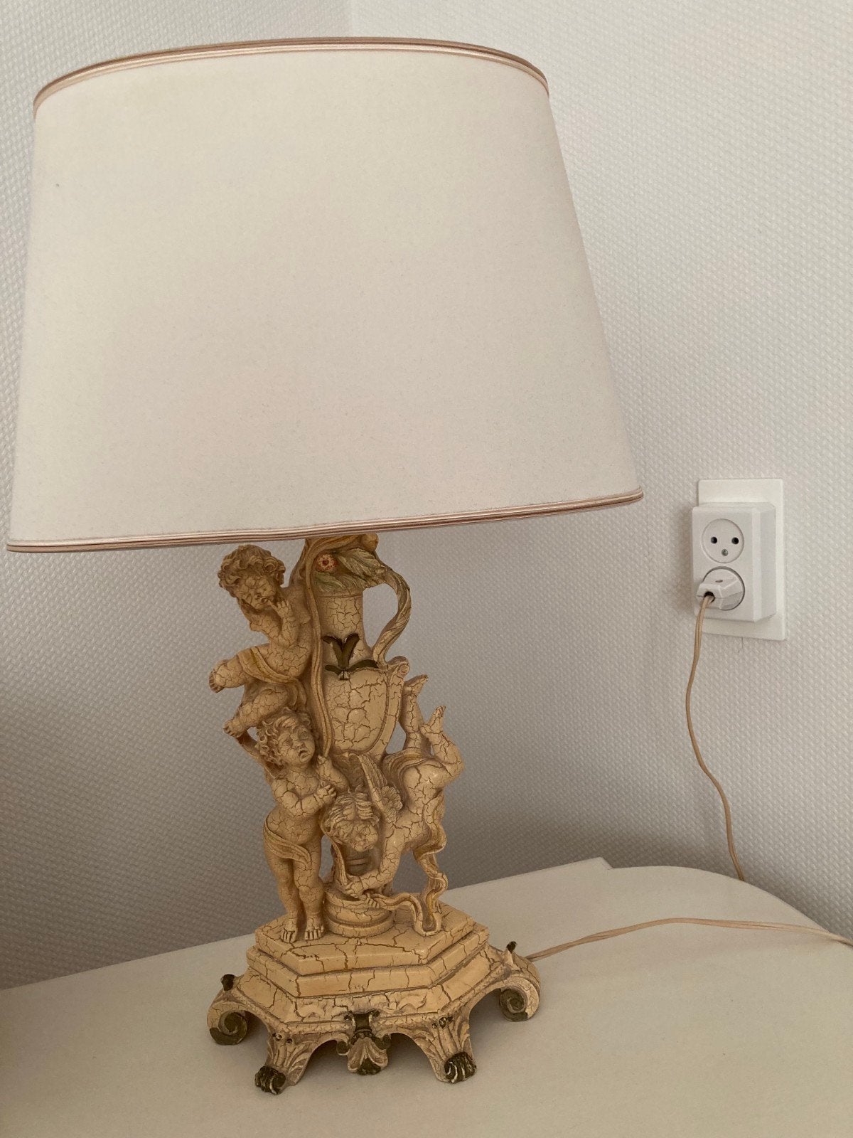 Te koop engelen schemerlamp (craqule), Ophalen of Verzenden, Schemerlamp
