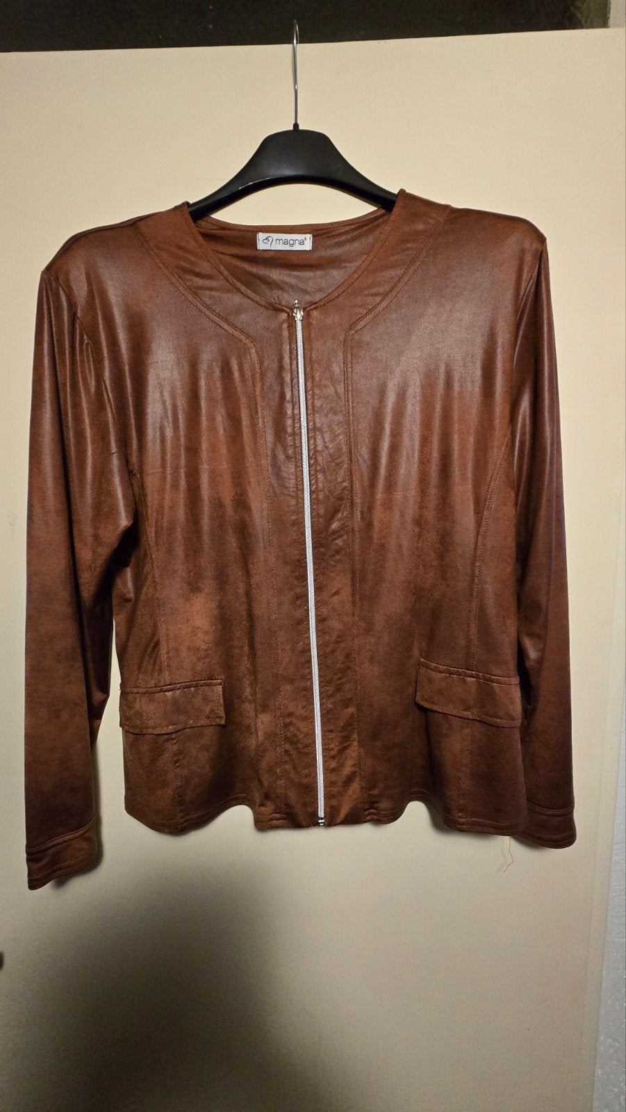 z.g.a.n Magna cognac kleur suedine/leer look jasje maat 48-5, Kleding | Dames, Bruin, Ophalen of Verzenden, Jasje of Colbert, Magna
