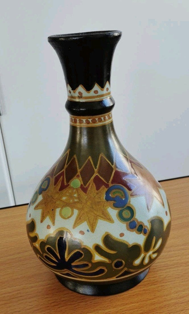Antieke Astra Arnhem Holland vaas, handgeschilderd, Ophalen of Verzenden