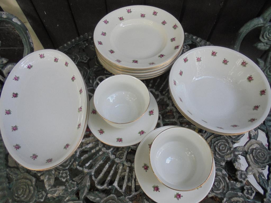 Diner servies delen KAHLA met roze roosjes op de rand, Ophalen of Verzenden