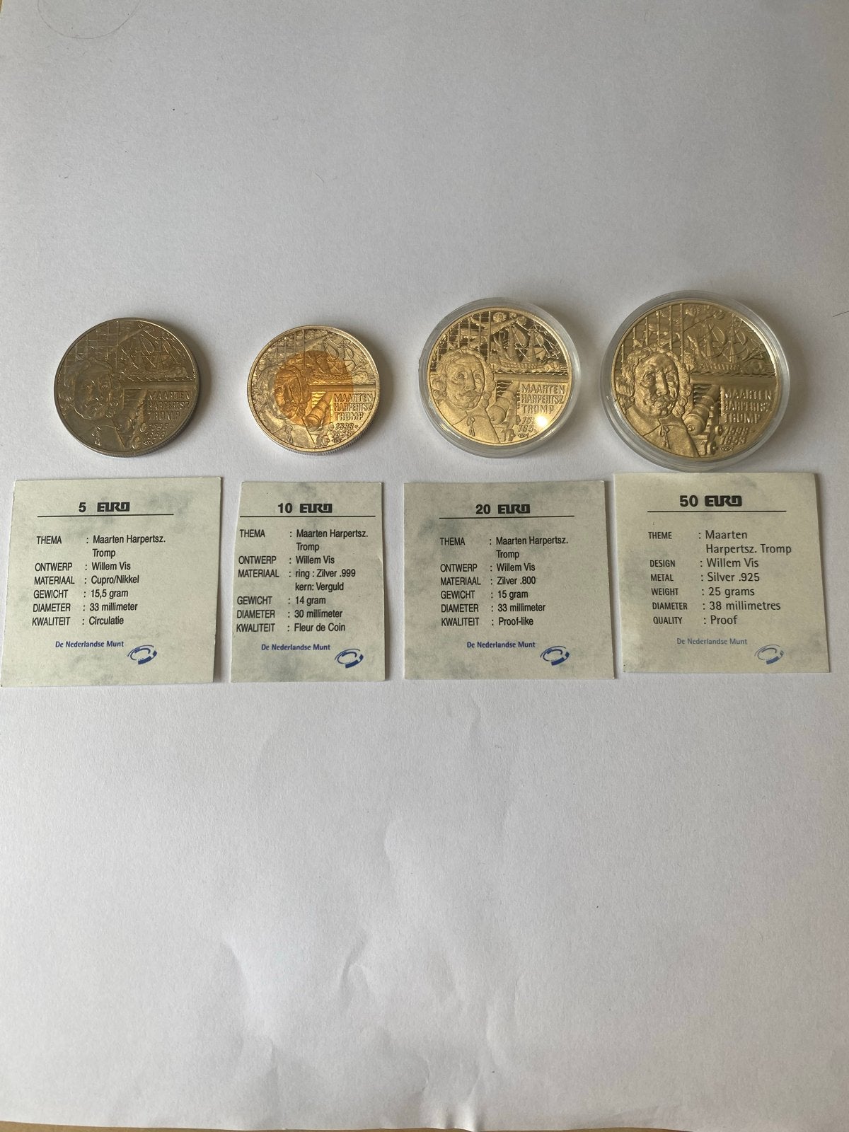 Zilveren munten set - Maarten Harpertsz. Tromp, Postzegels en Munten, Munten | Nederland, Ophalen of Verzenden, Euro's, Setje
