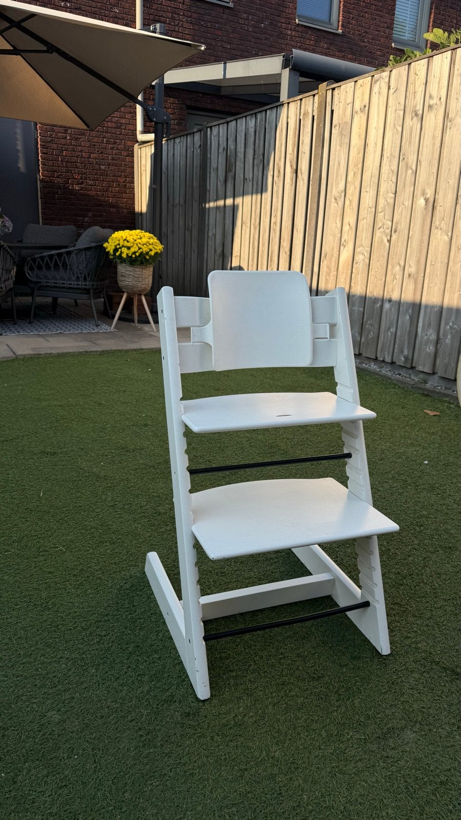 Stokke Tripp Trapp kinderstoel - Wit, Ophalen of Verzenden, Gebruikt, Meegroeistoel, Aanschuifbaar