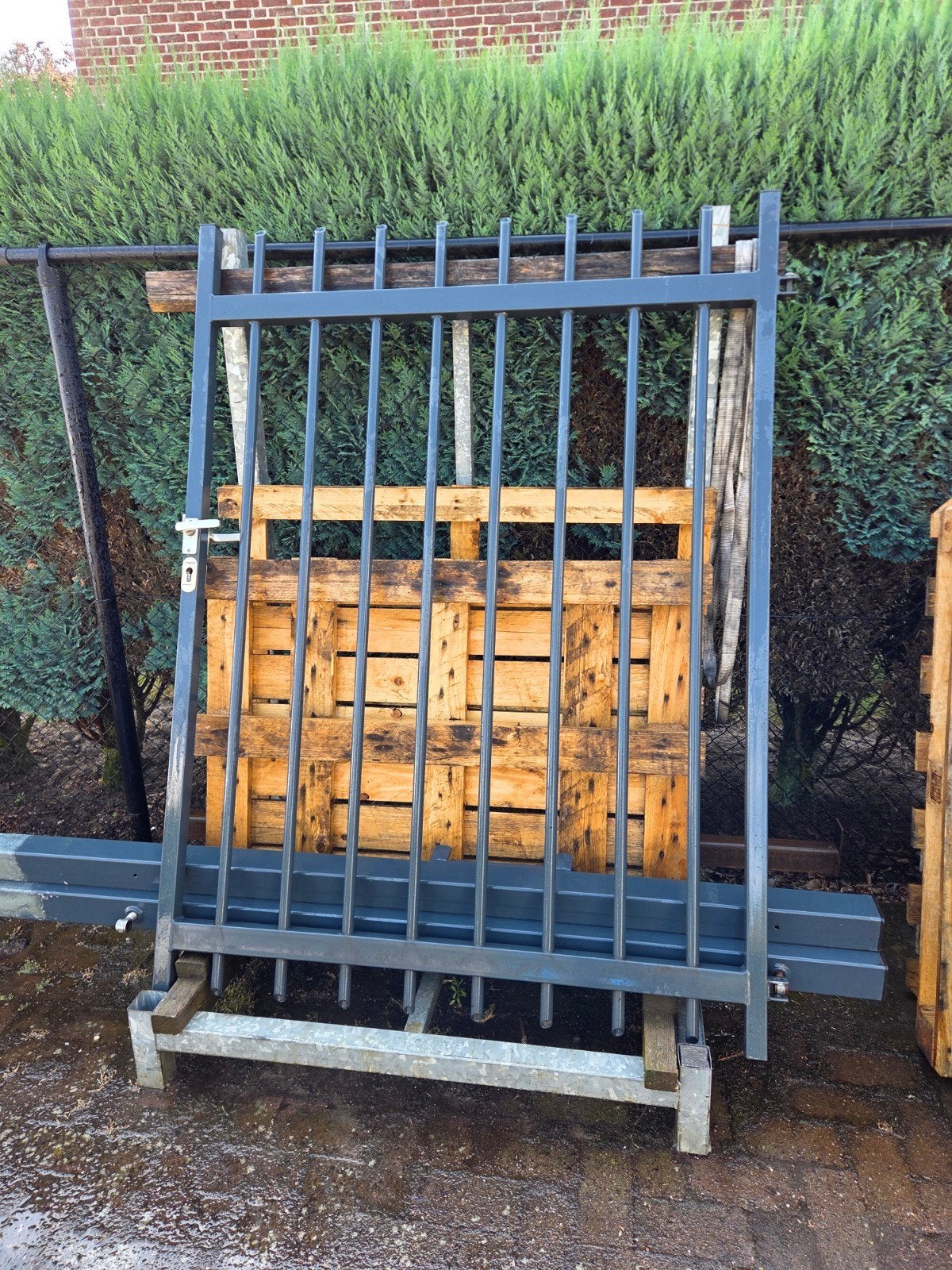 Poort , verzinkt en gecoat ral 7016, Ophalen, Gebruikt, IJzer, Sierhekwerk
