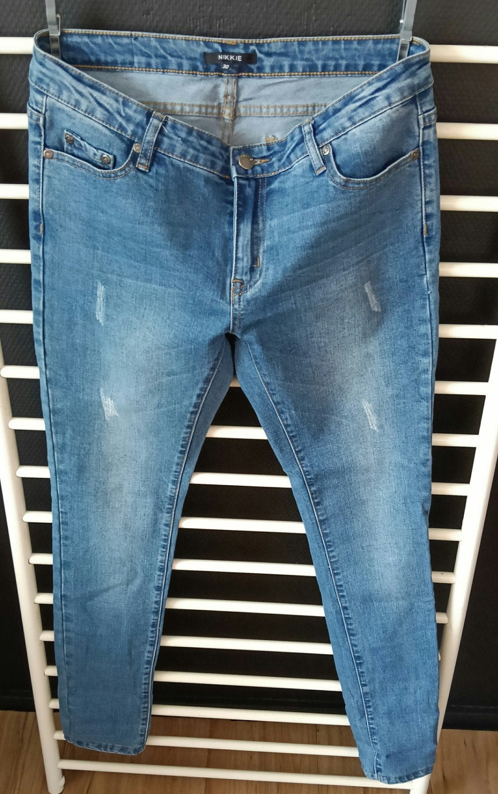 Blauwe spijkerbroek, Blauw, Ophalen of Verzenden, Zo goed als nieuw, Nikkie