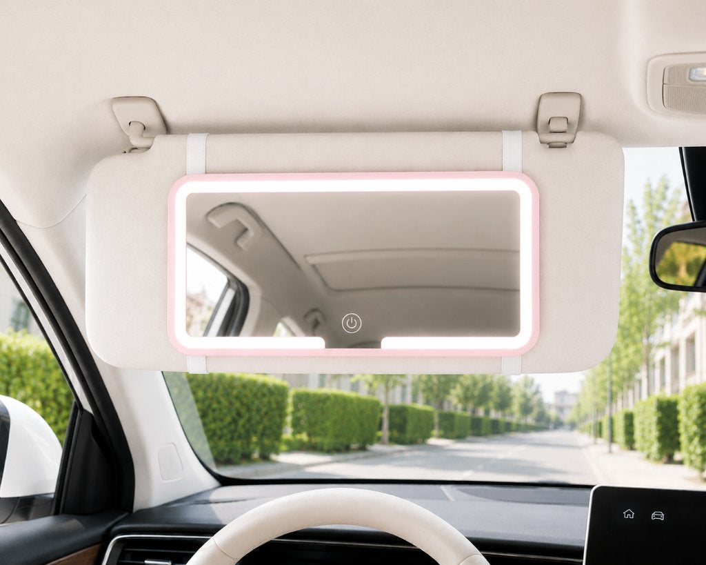 Novai - LED make up spiegel auto - 3 Lichtstanden - Roze, Novai, Nieuw, Ringslangpad 350, 1098SJ Amsterdam, Info@novai-glow.com