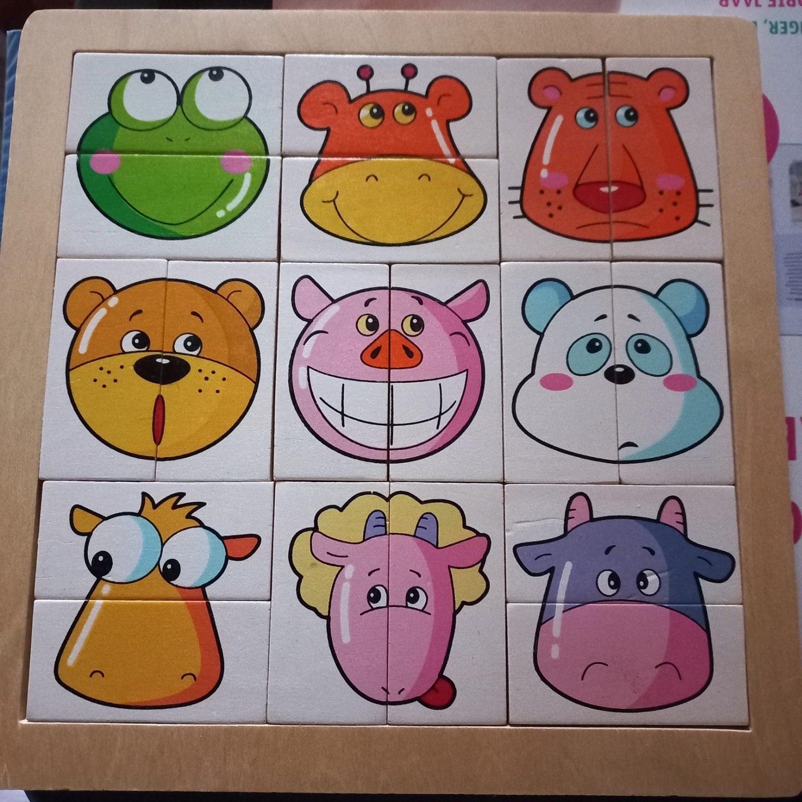 houten puzzel met dieren 18 stukjes, Ophalen of Verzenden, 10 tot 50 stukjes, Zo goed als nieuw, Van hout