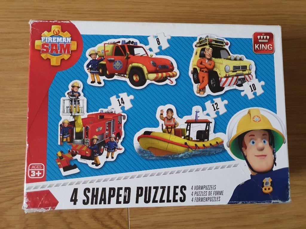 Puzzel Brandweerman Sam 4-in1, Ophalen, 10 tot 50 stukjes, Gebruikt, 2 tot 4 jaar
