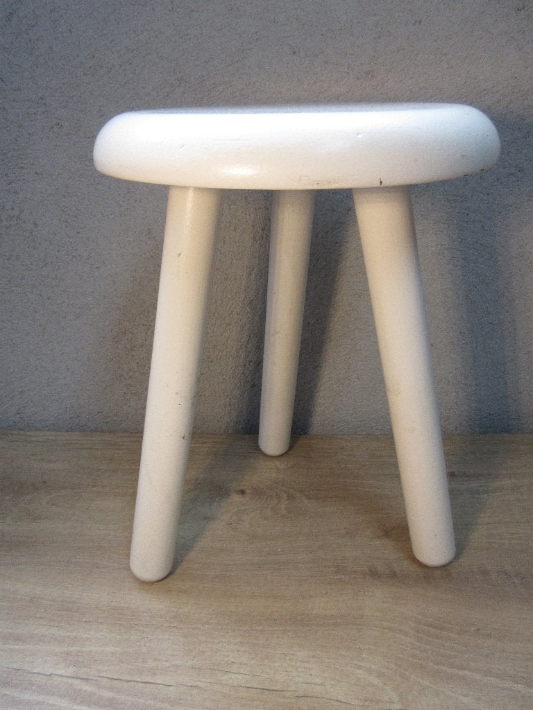 Vintage wit melkkrukje plantentafel krukje, Ophalen of Verzenden, Gebruikt, Hout