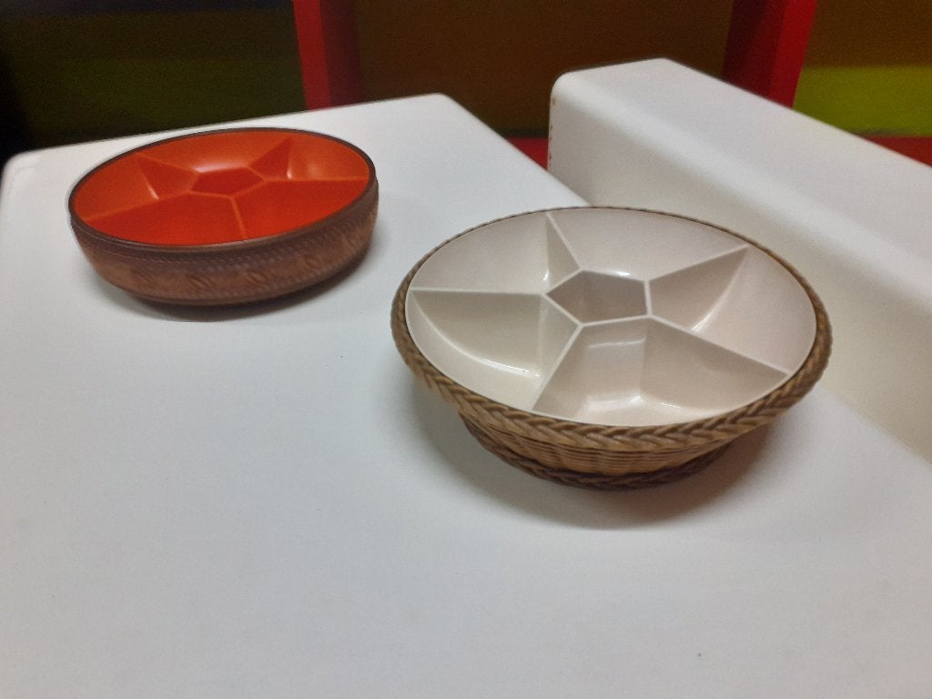 verdeel schaal jaren 70 design Emsa wit oranje retro, Kunststof, Gebruikt, Schaal, Rond