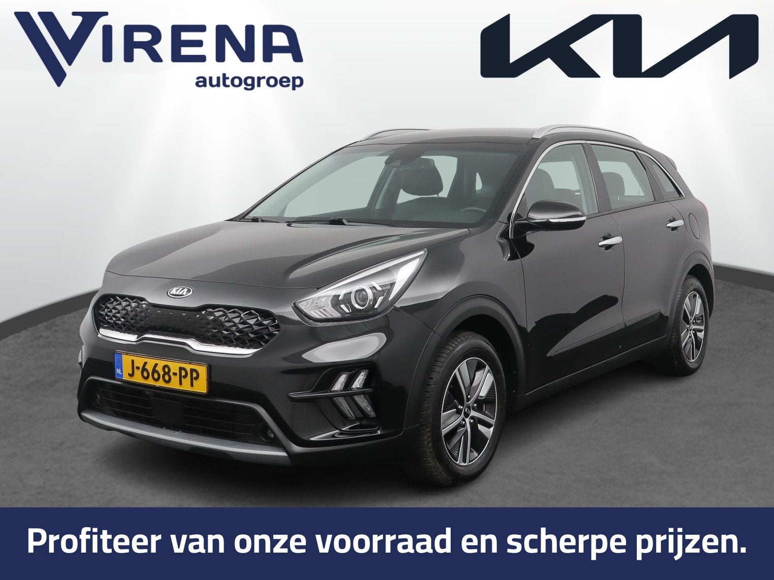 Kia Niro 1.6 GDi Hybrid DynamicLine - Adaptive Cruise - Clim, Auto's, 12 maanden, Stof, Gebruikt, Zwart