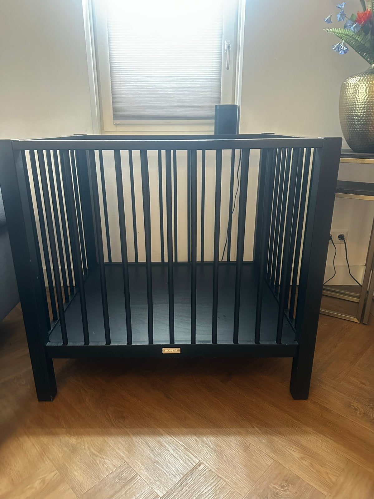 Bopita babybox zwart – in hoogte verstelbaar – nette staat, Kinderen en Baby's, Boxen, Ophalen, Gebruikt, Vierkant