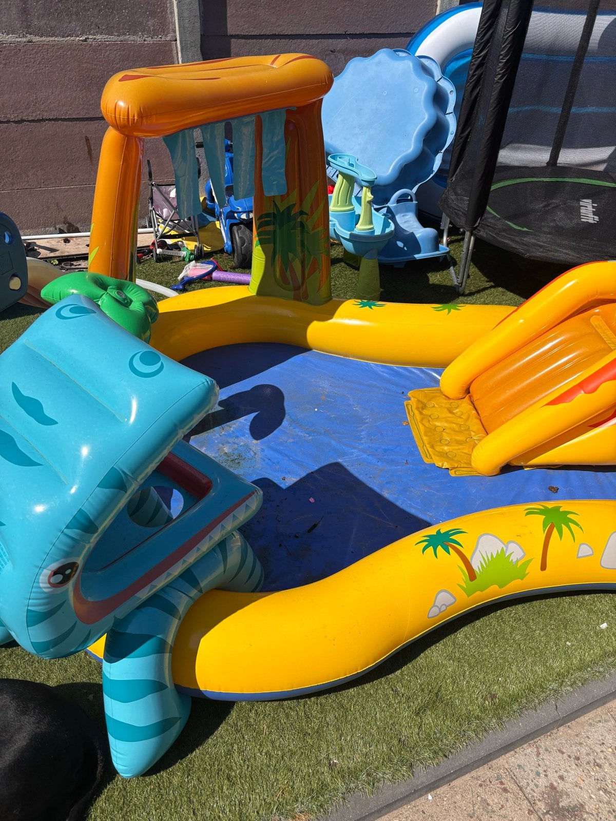 Opblaasbaar Waterpark met Glijbaan en Dinosaurus, Ophalen, Gebruikt