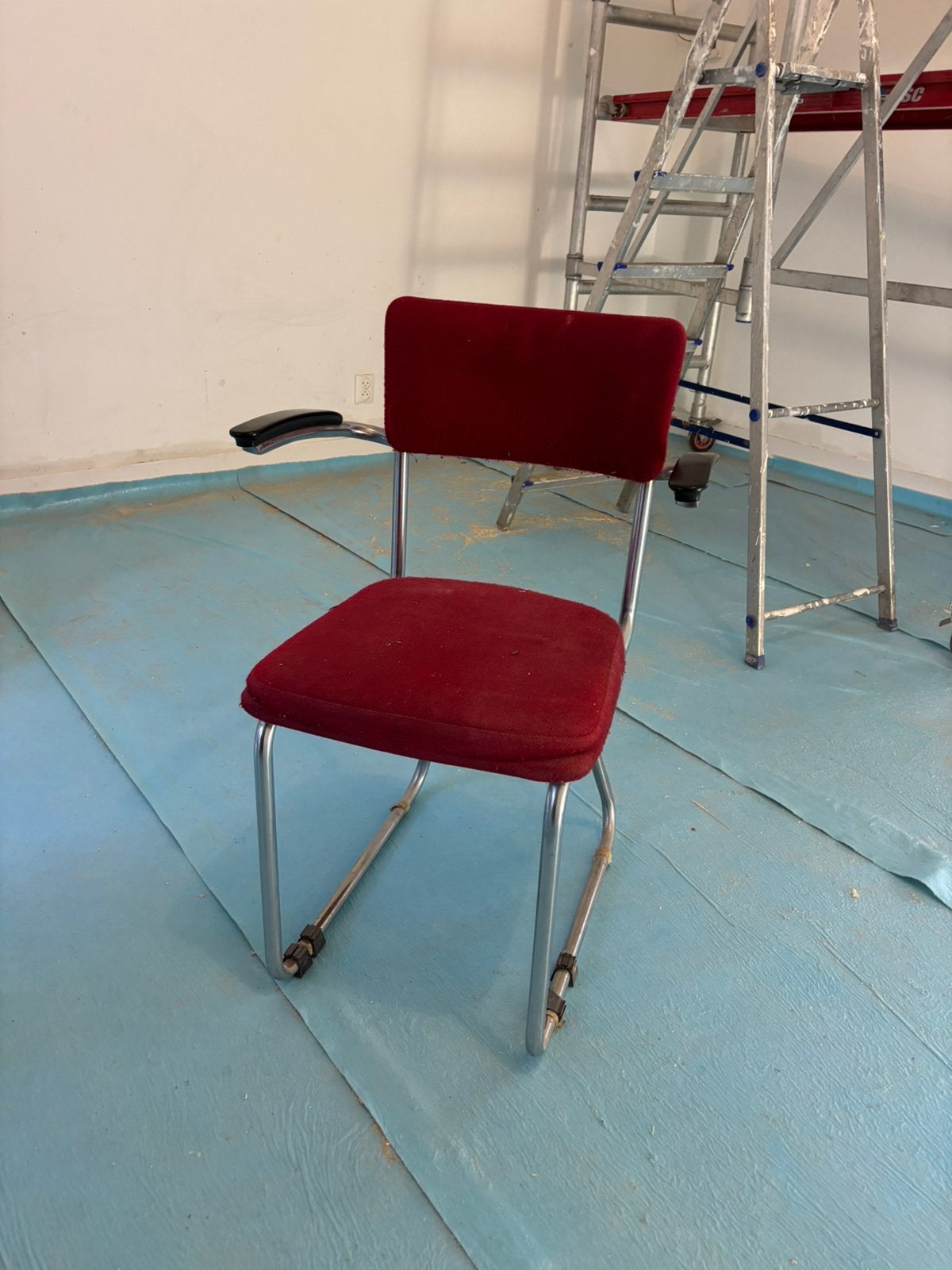 Zes vintage sledestoelen. Eetkamerstoelen. Gispenstijl., Ophalen, Metaal, Gebruikt, Gispen Vintage