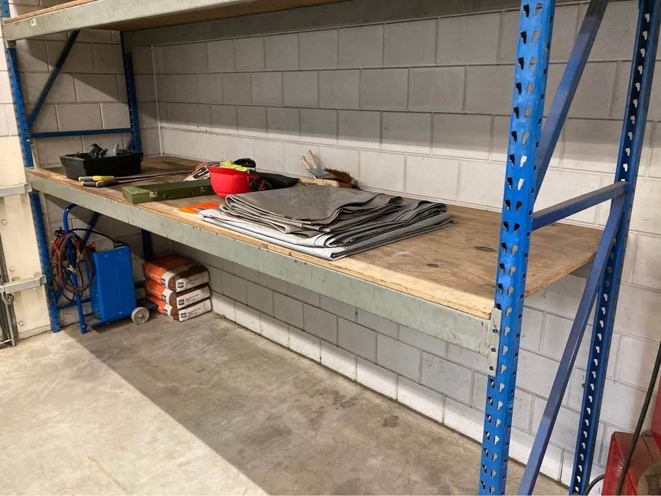kast rek werktafel met platen en opslag, Ophalen, Gebruikt, 170 cm of meer