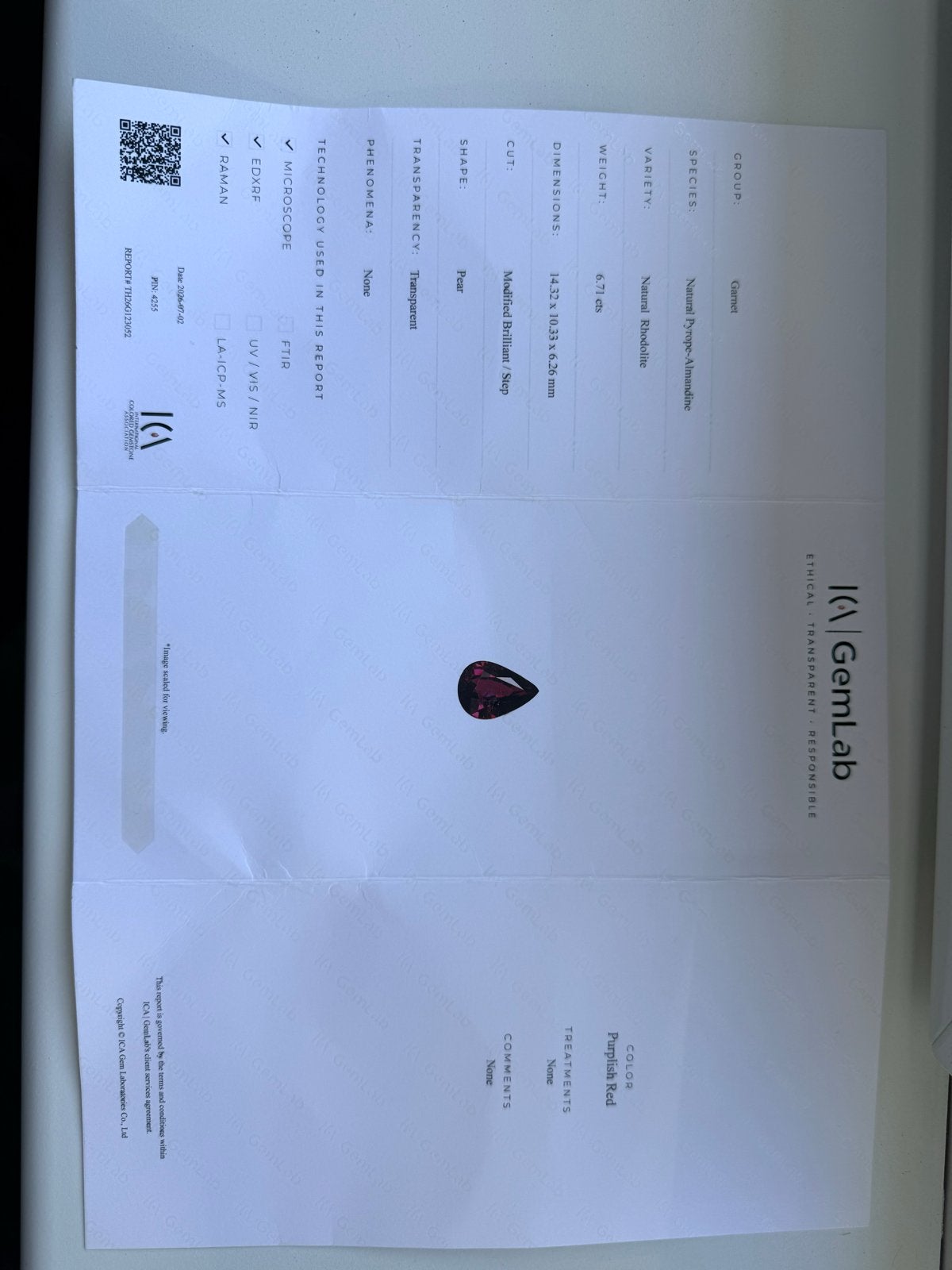 Natuurlijke Pyrope-Almandine Granaat 6.7 ct met certificaa, Verzenden, Nieuw