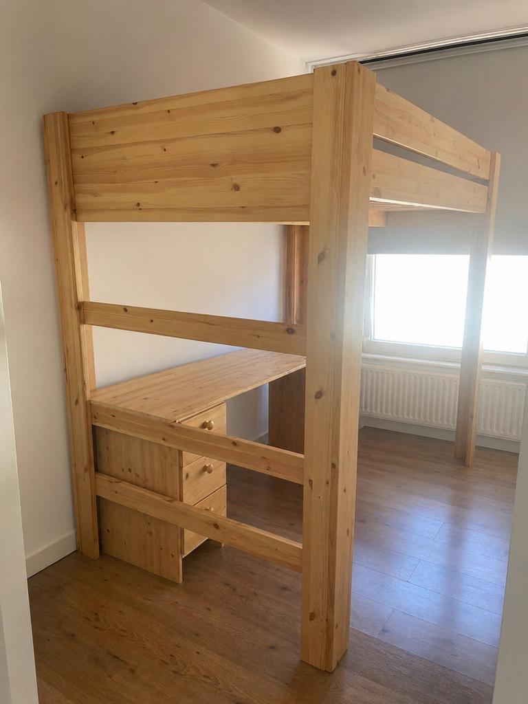 Hoogslaper voor 1.20m breed bed + 2 kastjes en bureau, Huis en Inrichting, Slaapkamer | Stapelbedden en Hoogslapers, Ophalen, Hoogslaper
