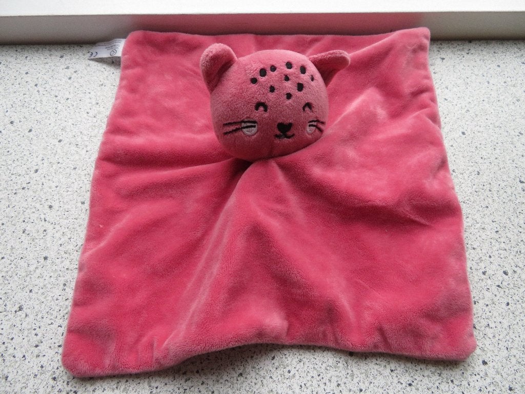 Knuffeldoek poes kat roze velours van Kruidvat Mundia, Ophalen of Verzenden, Zo goed als nieuw, Roze, Kat