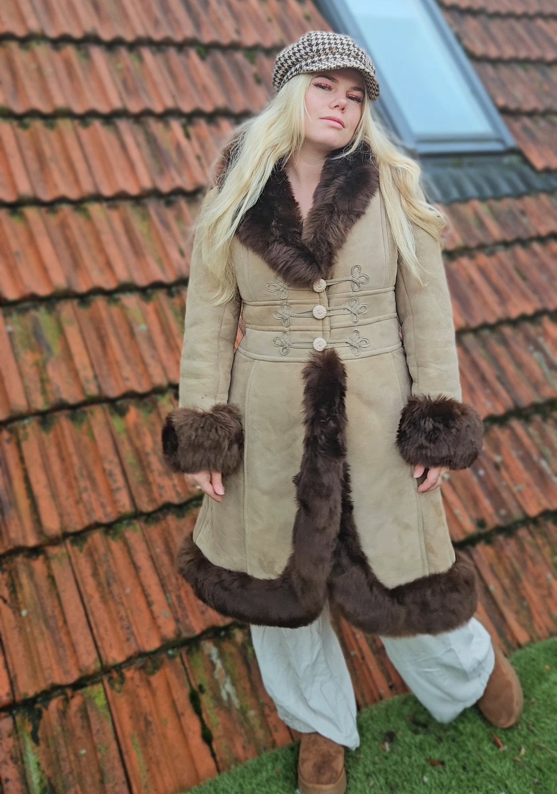Vintage 70s Afghaanse lammy shearling winter jas, Ophalen of Verzenden, Zo goed als nieuw, Maat 38/40 (M), Bruin