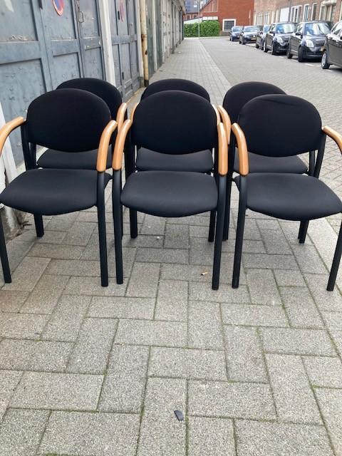 Set van 6 vergaderstoelen met armleuningen, Ophalen, Gebruikt, Zwart