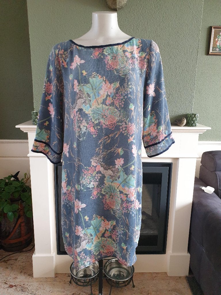 Studio Mo blauwe lange tuniek top jurk 42 L, Kleding | Dames, Jurken, Studio Mo, Maat 42/44 (L), Zo goed als nieuw, Knielengte