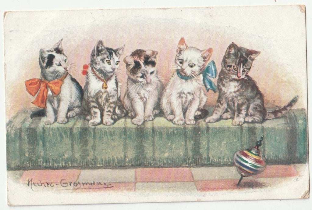 Mechie Grosmann B.K.W.I. 390/3 1930 katten ansichtkaart, Verzamelen, Verzenden, 1920 tot 1940, Gelopen, Hond of Kat