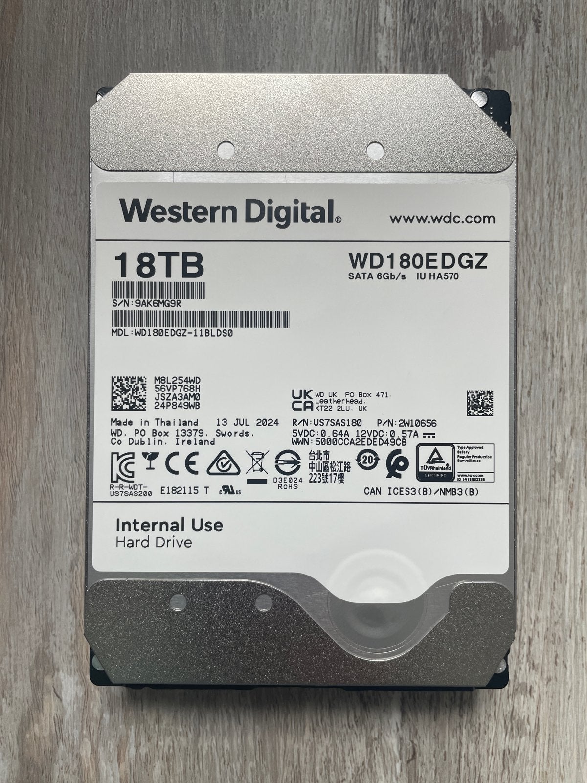 Western Digital 18TB HDD SATA 6Gb/s -  7200 rpm, Computers en Software, Harde schijven, 18TB, Intern, Zo goed als nieuw, Desktop